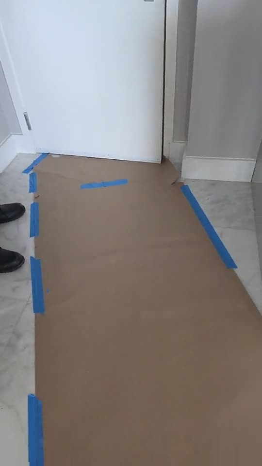 Floor protection laid out before duct cleaning or equipment installation
